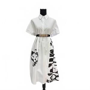 NEW MIMOTO women's collared midi dress in white